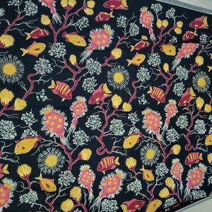 Fabric Colorful Fish Sea Ocean Print 140x46 Black Backgound
